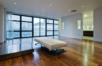 Sleek penthouse interior in high-rise 